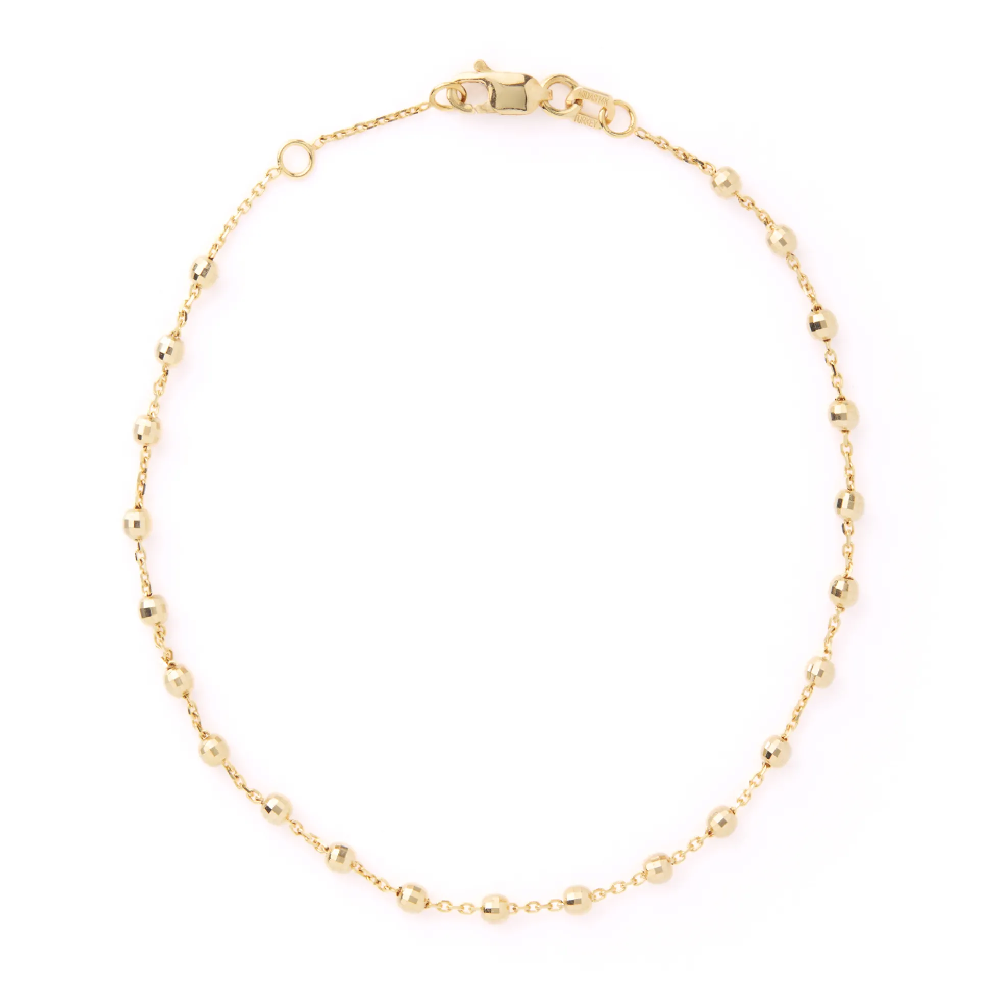 Adjustable Bead Station Bracelet, 14K Yellow Gold