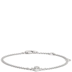 Adjustable Bracelet with Pear Shaped Diamond Station, 14K White Gold