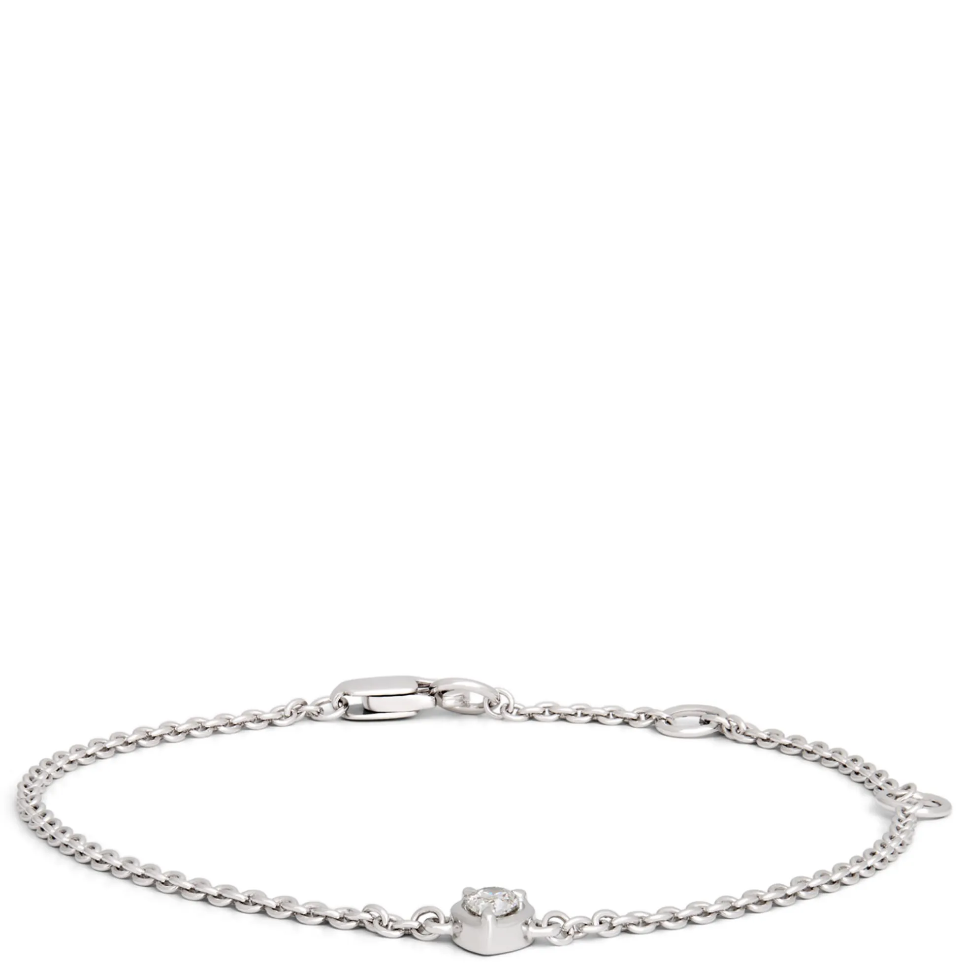 Adjustable Bracelet with Pear Shaped Diamond Station, 14K White Gold