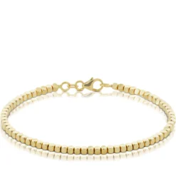 Adjustable Diamond Cut Bead Bracelet 14K