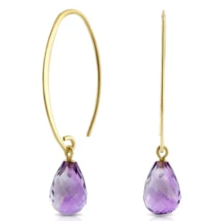 Amethyst Drop Earrings 14K