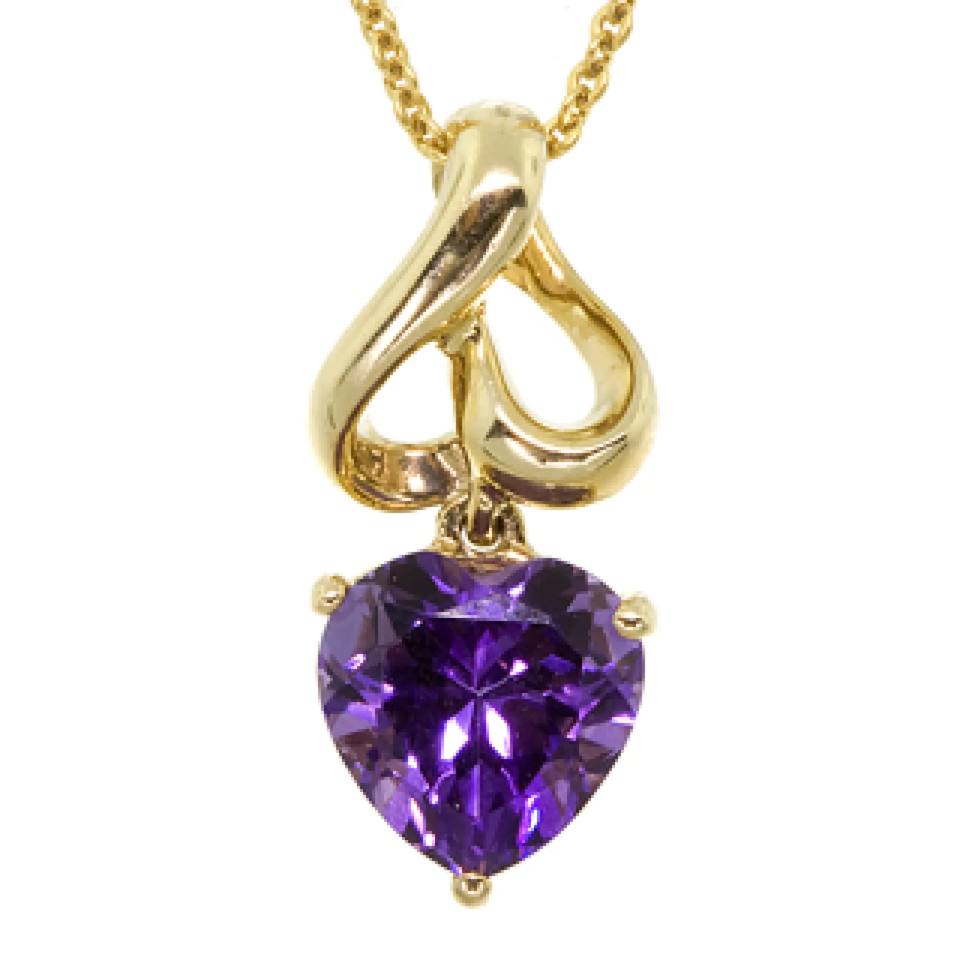 Amethyst Heart Pendant 14K
