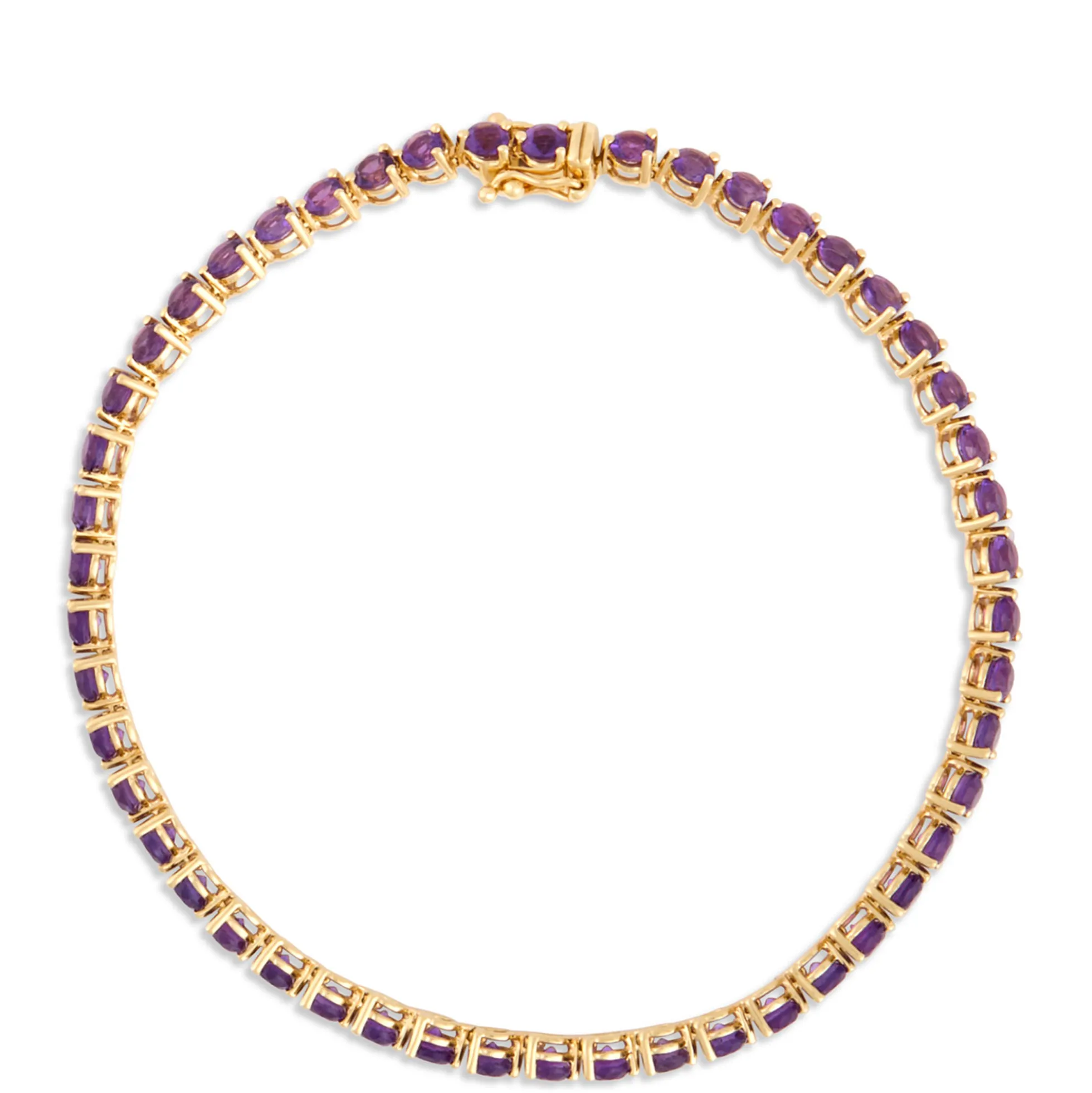 Amethyst Tennis Bracelet, 14K Yellow Gold