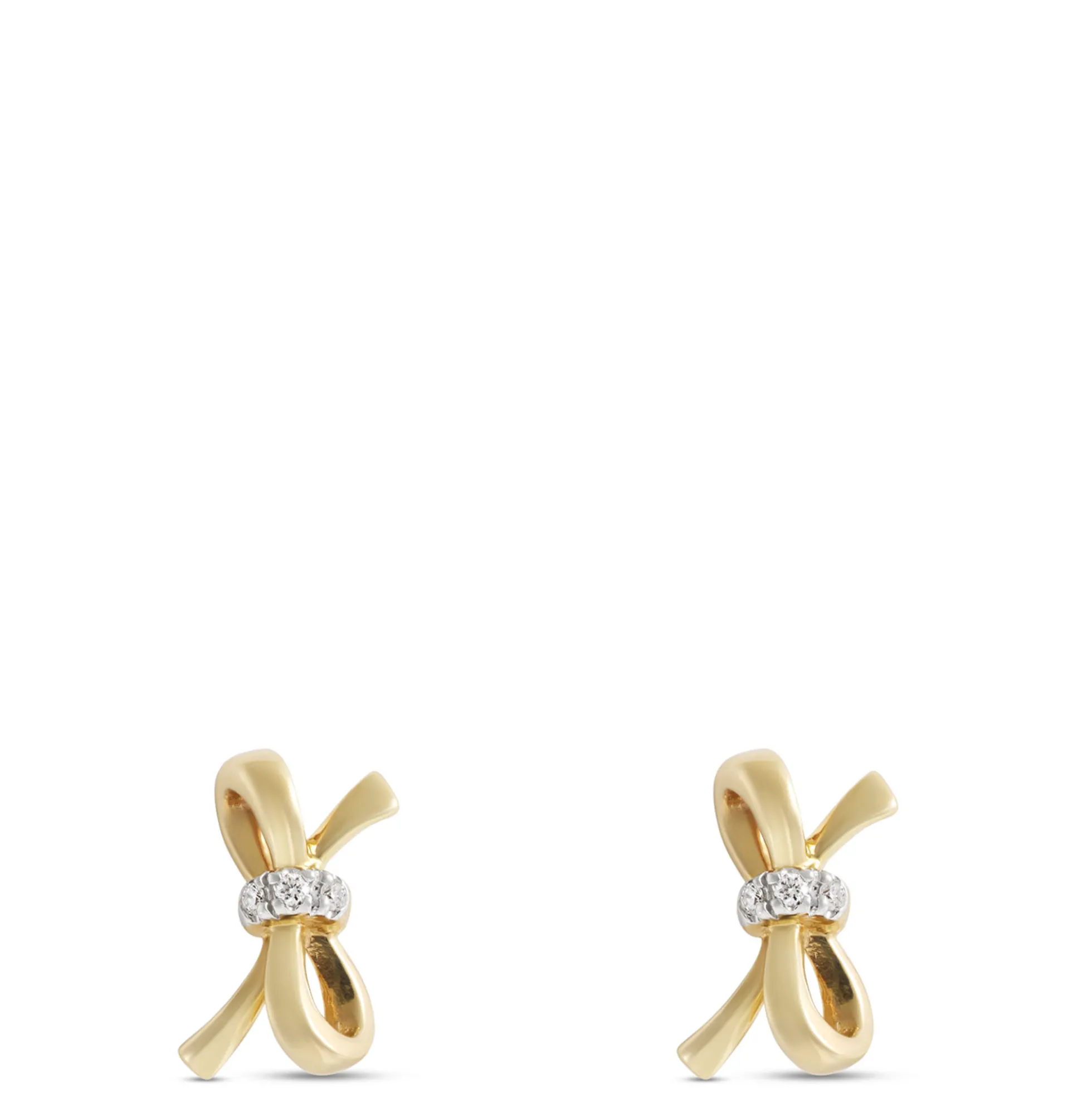 Baby Bow Diamond Earrings, 14K Yellow Gold