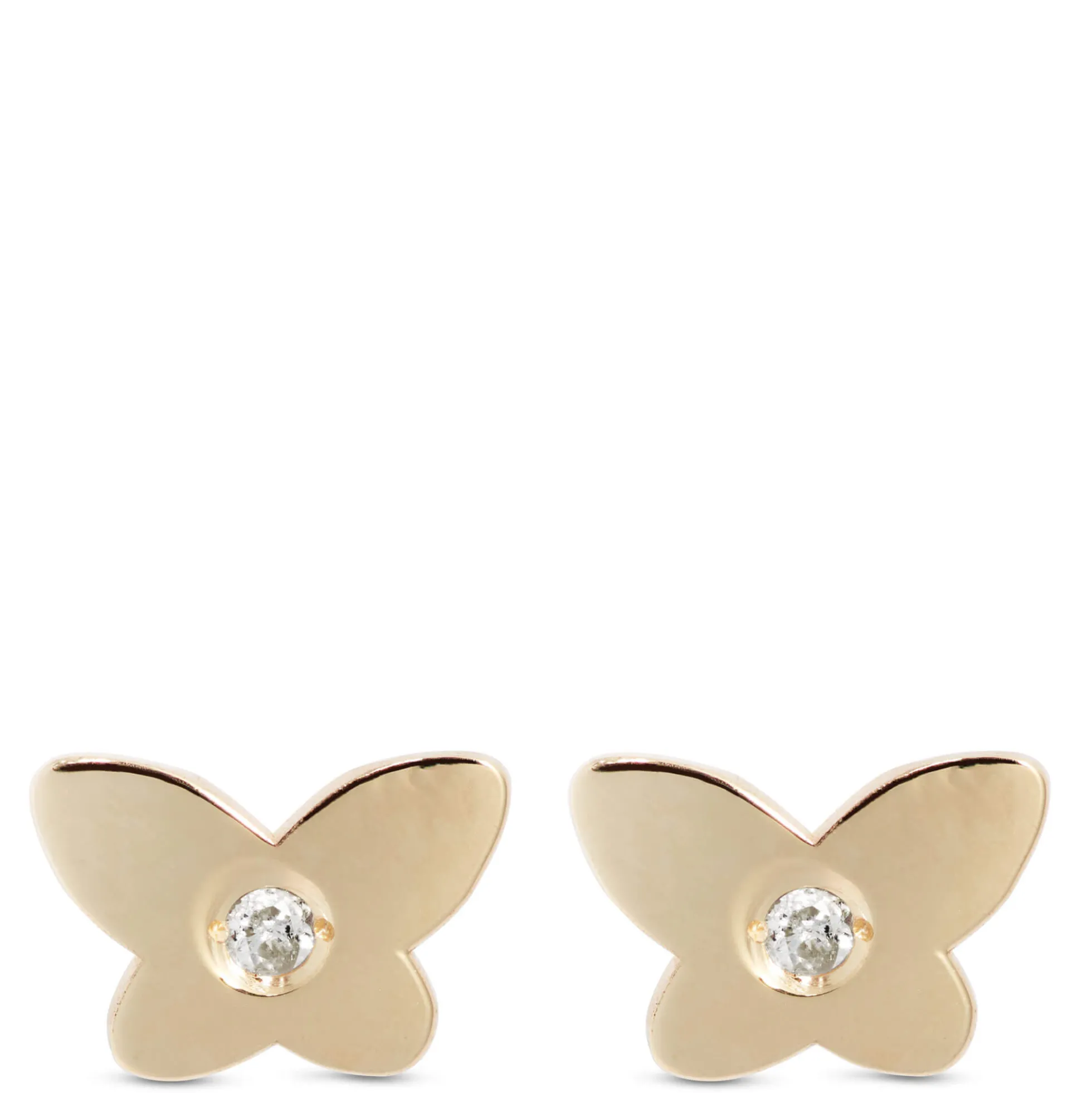 Baby Butterfly Shaped Earrings, 14K Yellow Gold