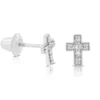 Baby Cross Diamond Earrings 14K