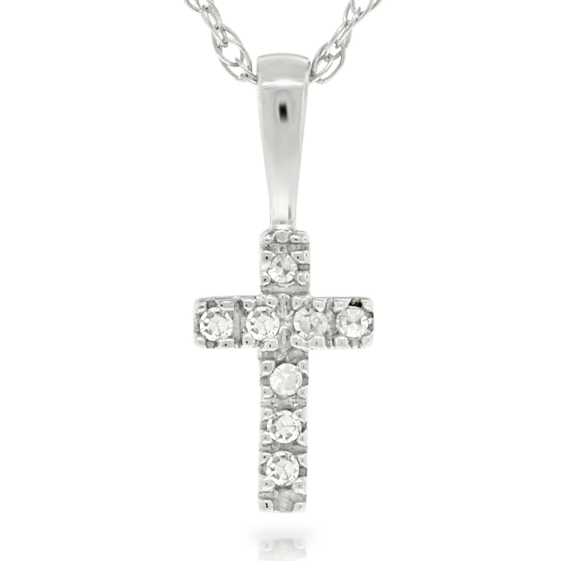 Baby Diamond Cross Pendant 14K