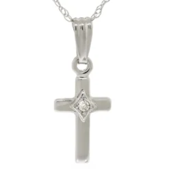 Baby Diamond Cross Pendant 14K