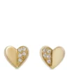 Baby Heart Diamond Studs, 14K Yellow Gold