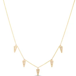 Baguette Diamond Station Necklace, ⅔ Total Carat Weight, 14K Two Tone Gold