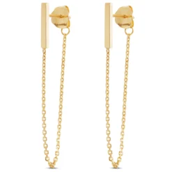 Bar & Chain Earrings 14K