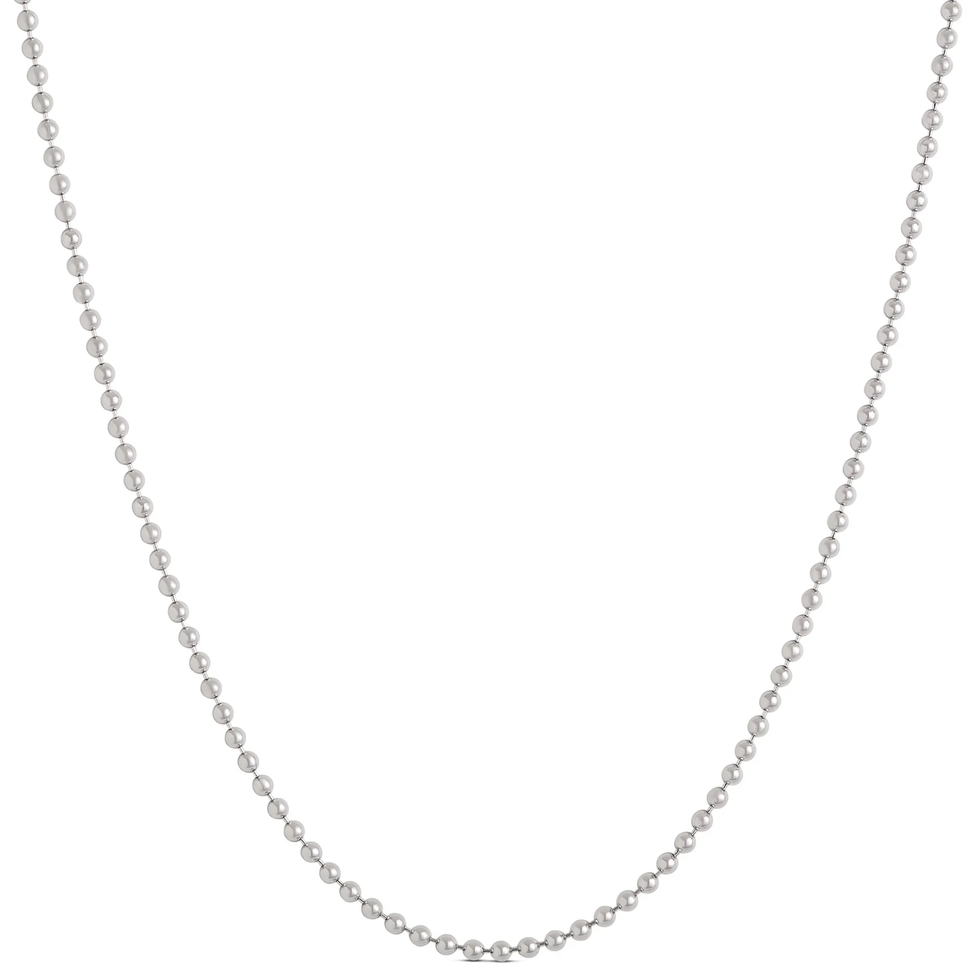 Bead Chain, 18-Inches, 14K White Gold