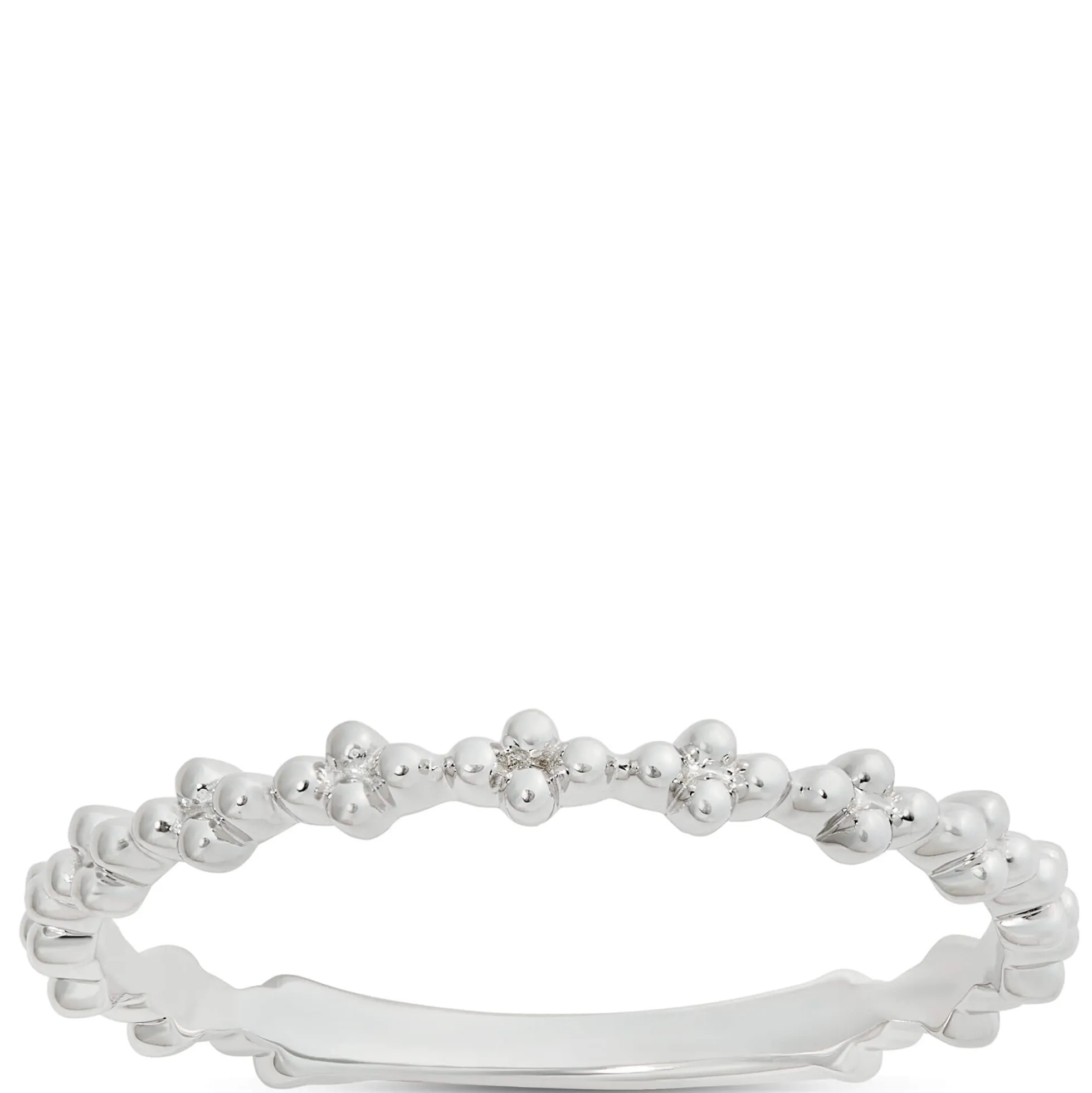 Beaded Cluster Band, 14K White Gold