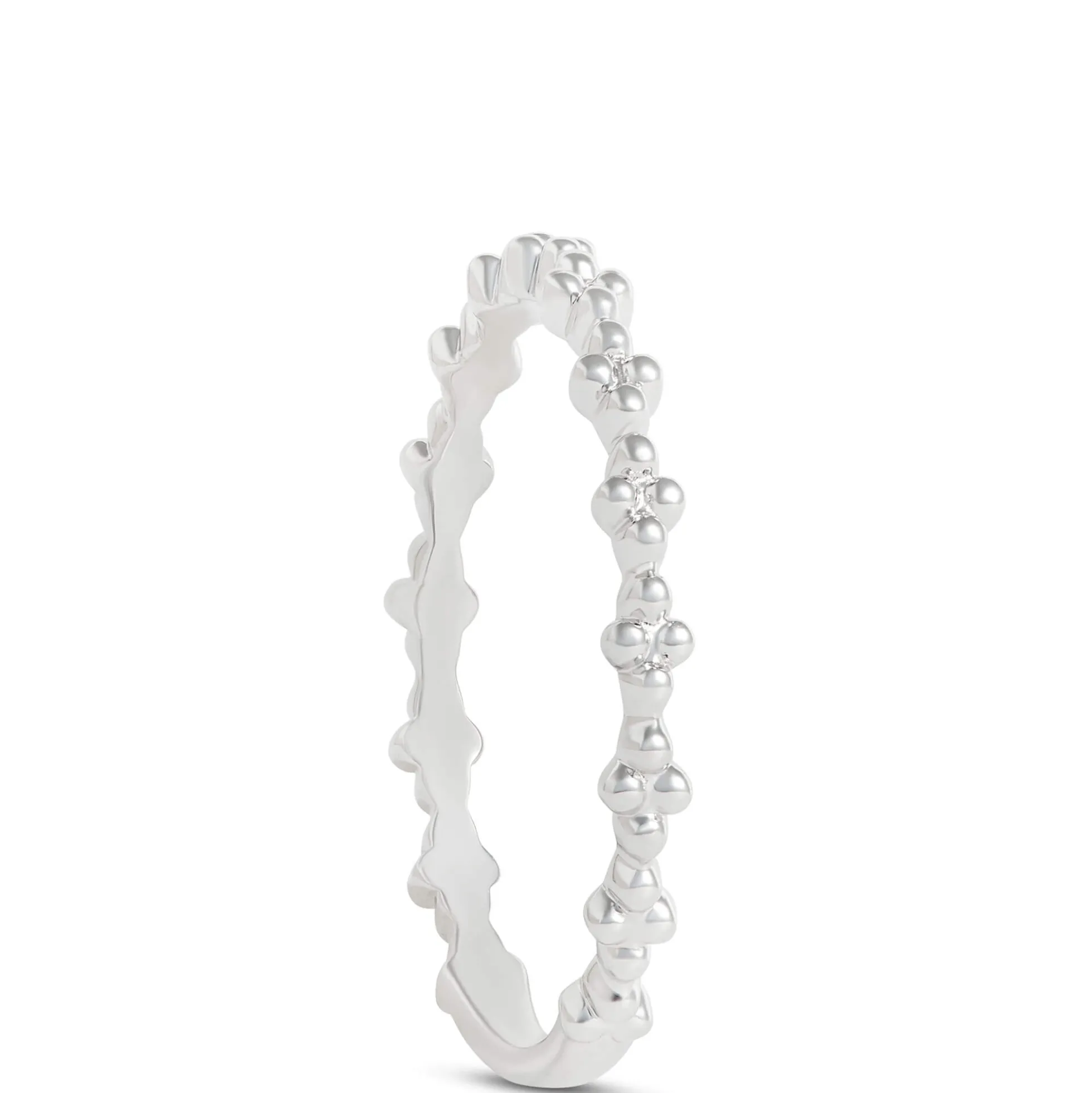 Beaded Cluster Band, 14K White Gold