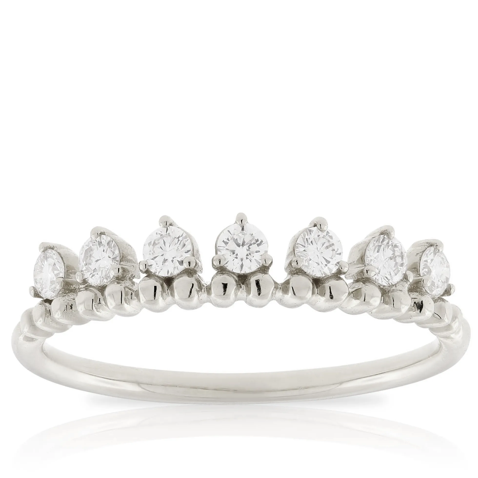Beaded Stackable Diamond Band 14K