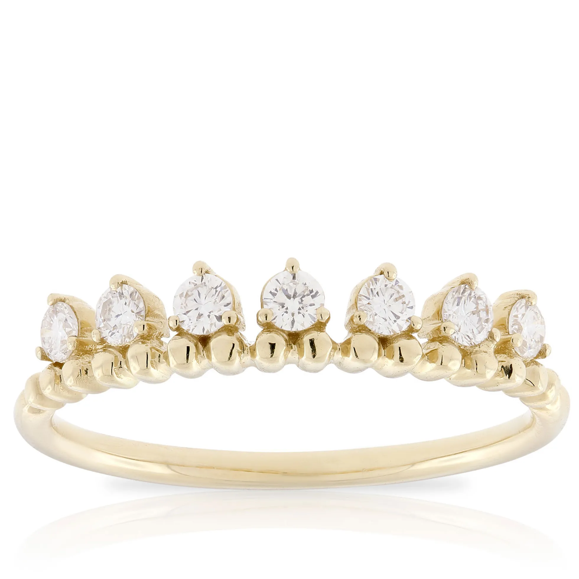 Beaded Stackable Diamond Band 14K