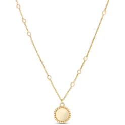 Bead Frame Pendant Necklace with Bead Stations, 14K Yellow Gold