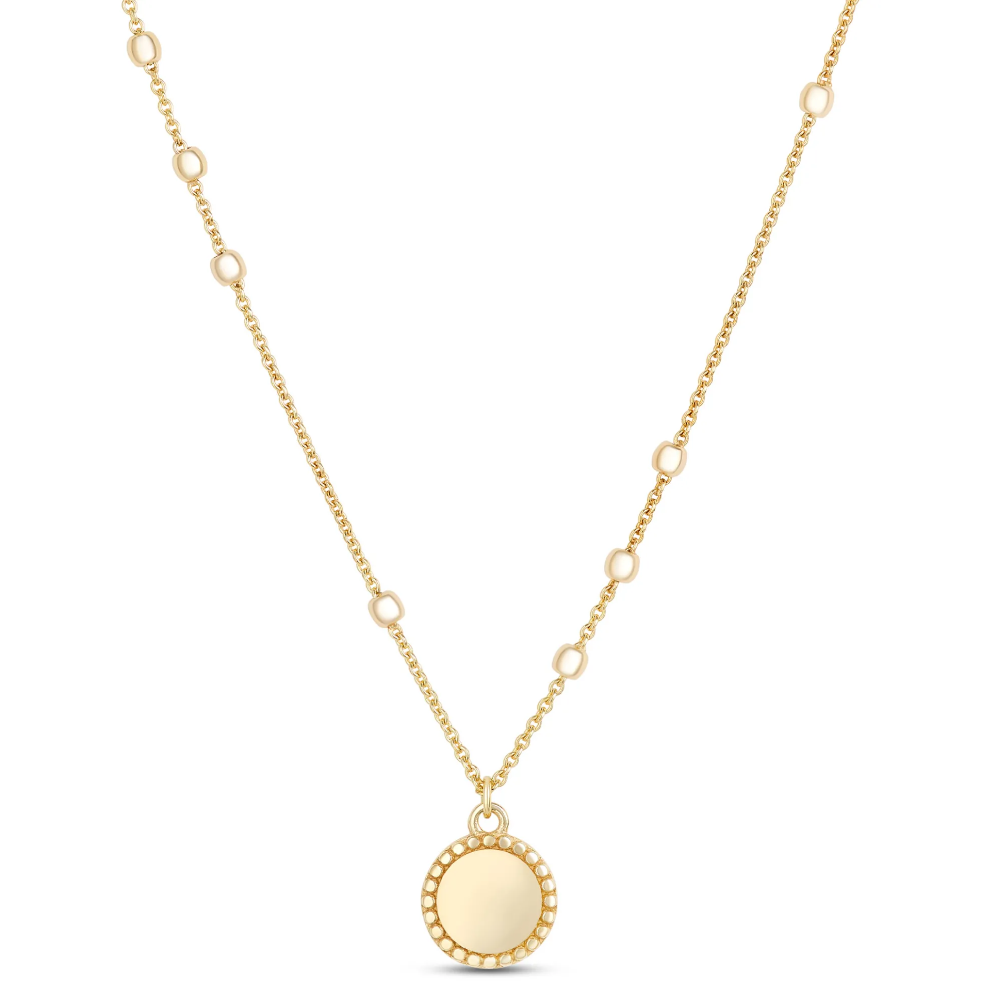 Bead Frame Pendant Necklace with Bead Stations, 14K Yellow Gold