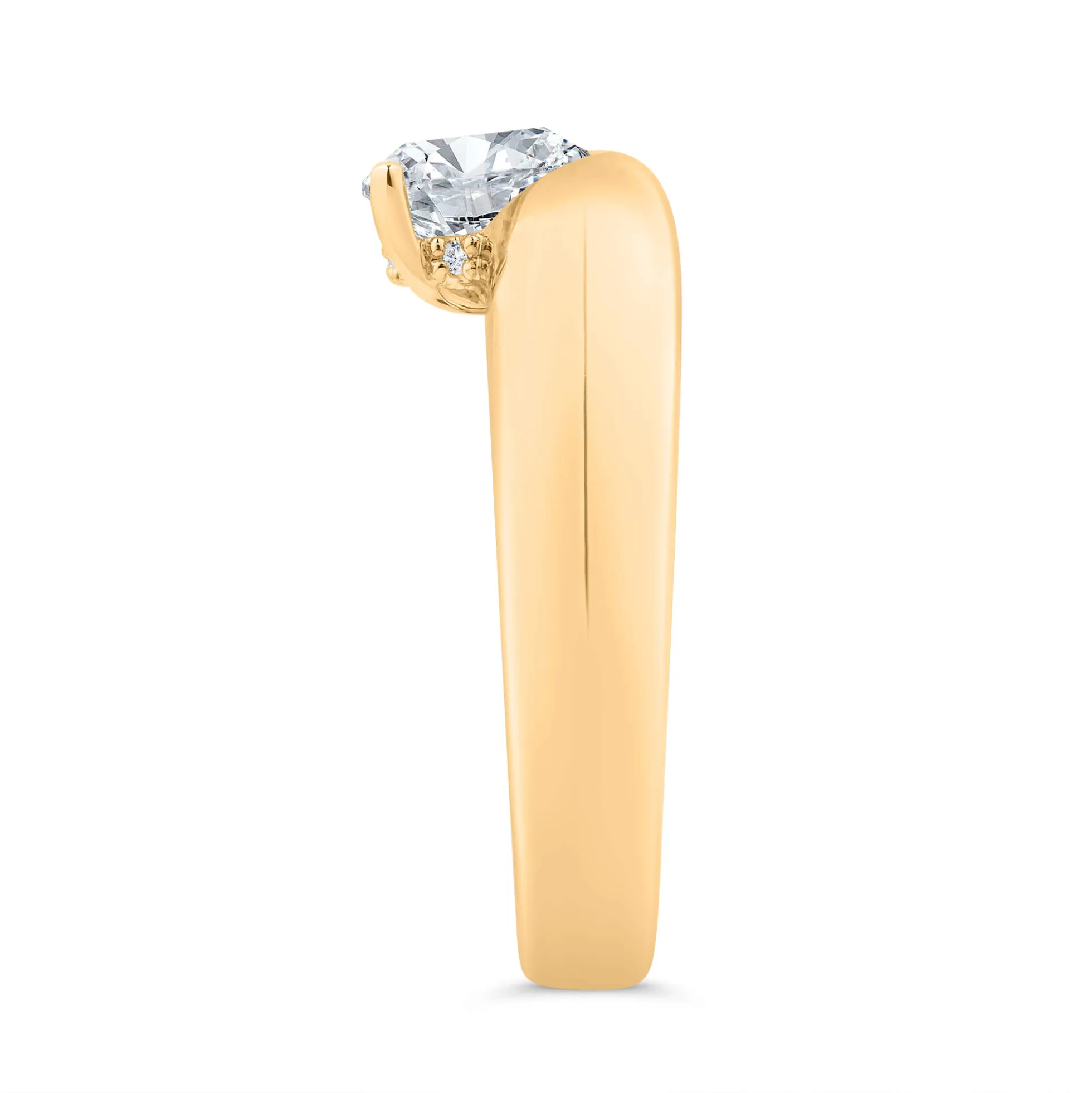 Bella Ponte Half Bezel Engagement Ring Setting, 14K Yellow Gold