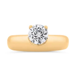 Bella Ponte Half Bezel Engagement Ring Setting, 14K Yellow Gold
