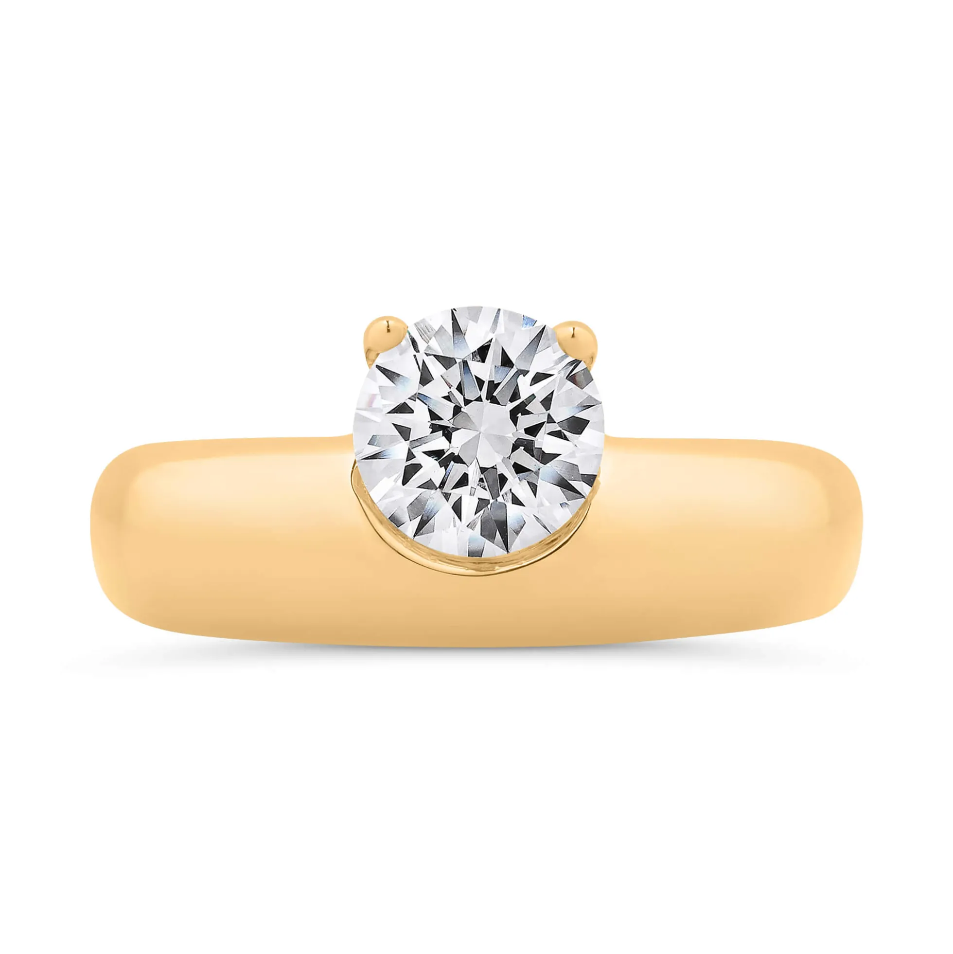 Bella Ponte Half Bezel Engagement Ring Setting, 14K Yellow Gold