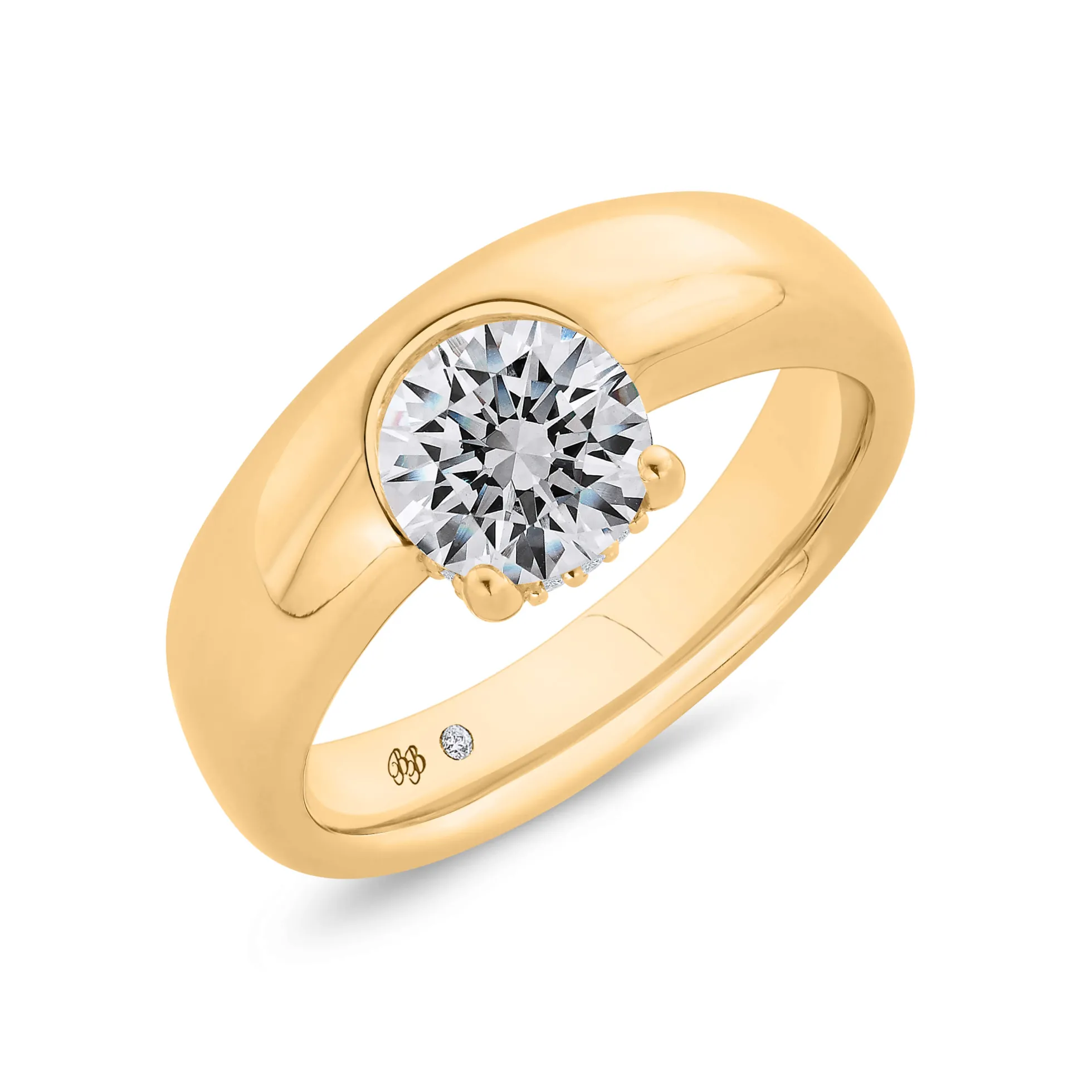 Bella Ponte Half Bezel Engagement Ring Setting, 14K Yellow Gold