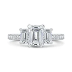Bella Ponte 3-Stone Emerald Cut Diamond Engagement Ring 14K