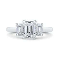 Bella Ponte 3-Stone Emerald Cut Diamond Engagement Ring in Platinum