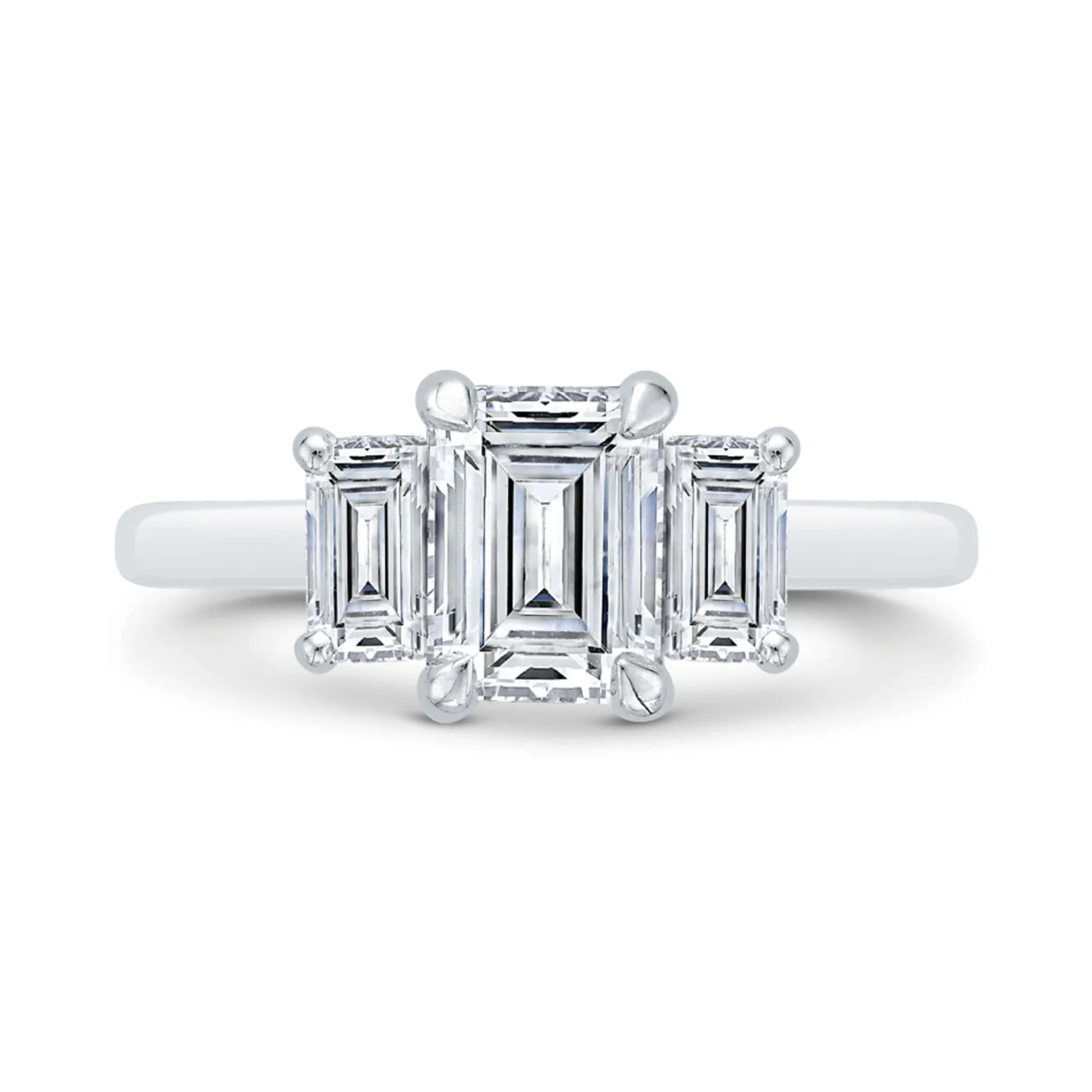 Bella Ponte 3-Stone Emerald Cut Diamond Engagement Ring in Platinum