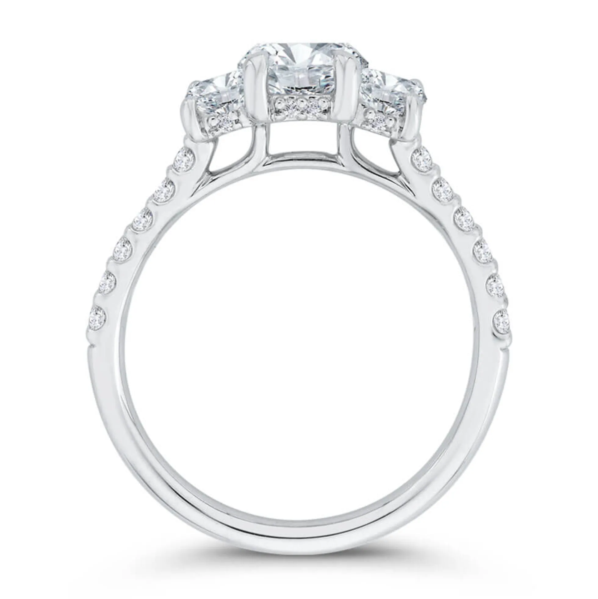 Bella Ponte 3-Stone Emerald Cut Diamond Engagement Ring, 14K White Gold