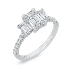 Bella Ponte 3-Stone Emerald Cut Diamond Engagement Ring, 14K White Gold