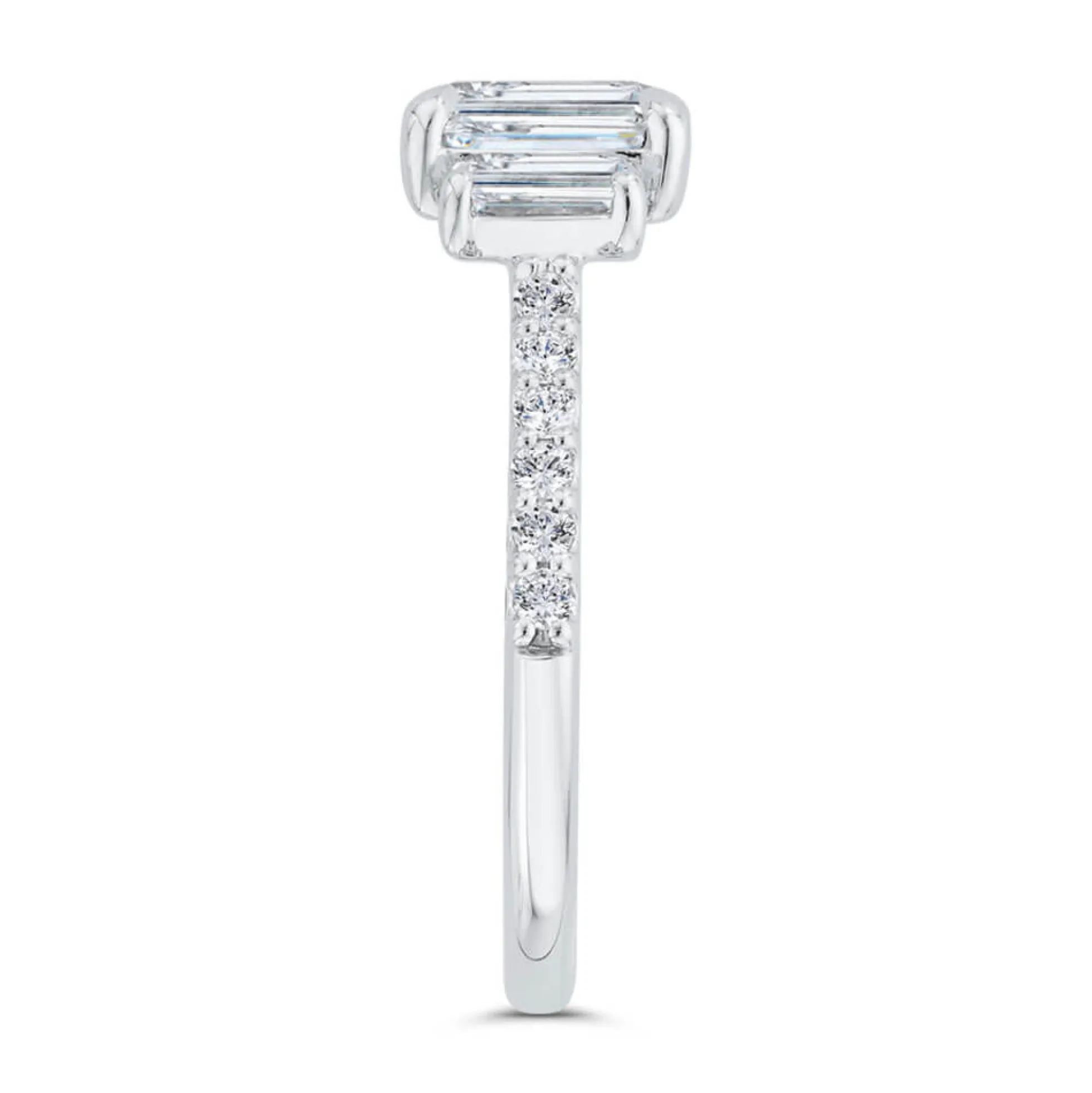 Bella Ponte 3-Stone Emerald Cut Diamond Engagement Ring, 14K White Gold