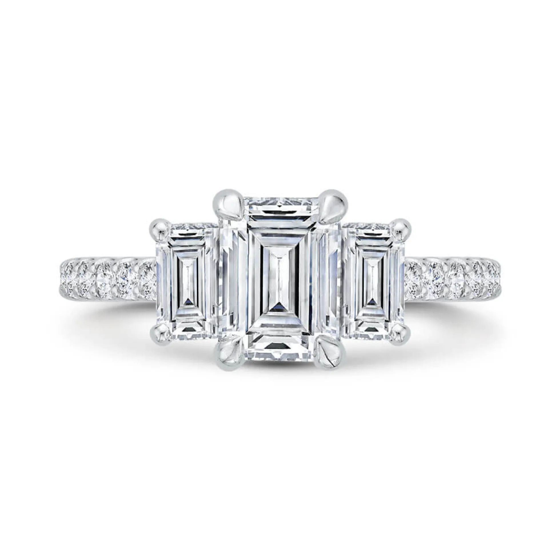 Bella Ponte 3-Stone Emerald Cut Diamond Engagement Ring, 14K White Gold