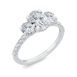 Bella Ponte 3-Stone Oval Diamond Engagement Ring 14K