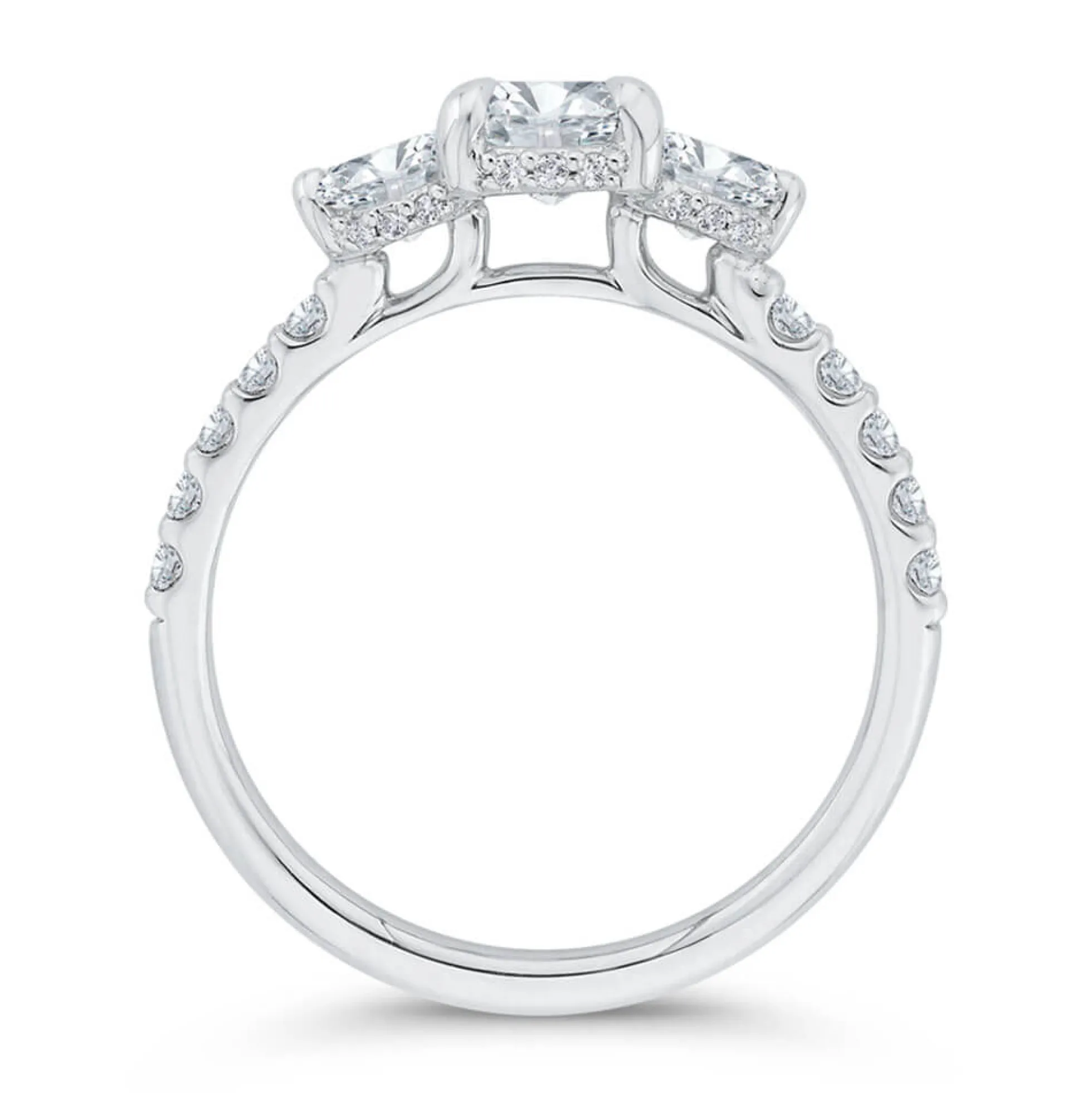 Bella Ponte 3-Stone Oval Diamond Engagement Ring 14K