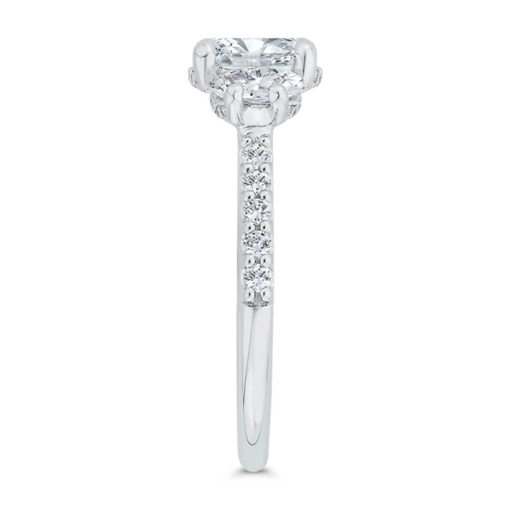 Bella Ponte 3-Stone Oval Diamond Engagement Ring 14K