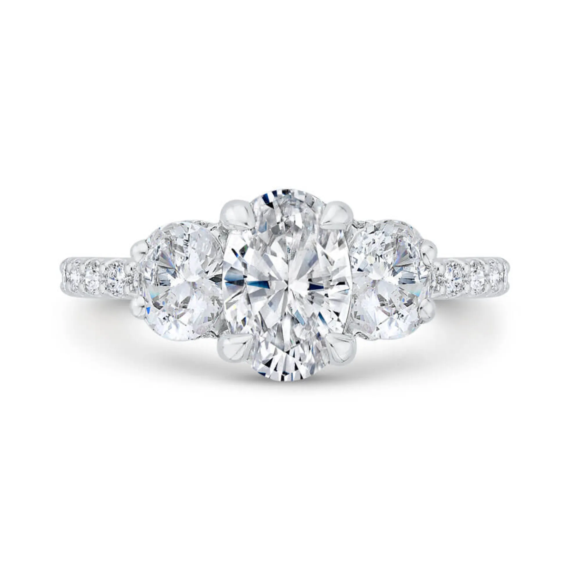 Bella Ponte 3-Stone Oval Diamond Engagement Ring 14K