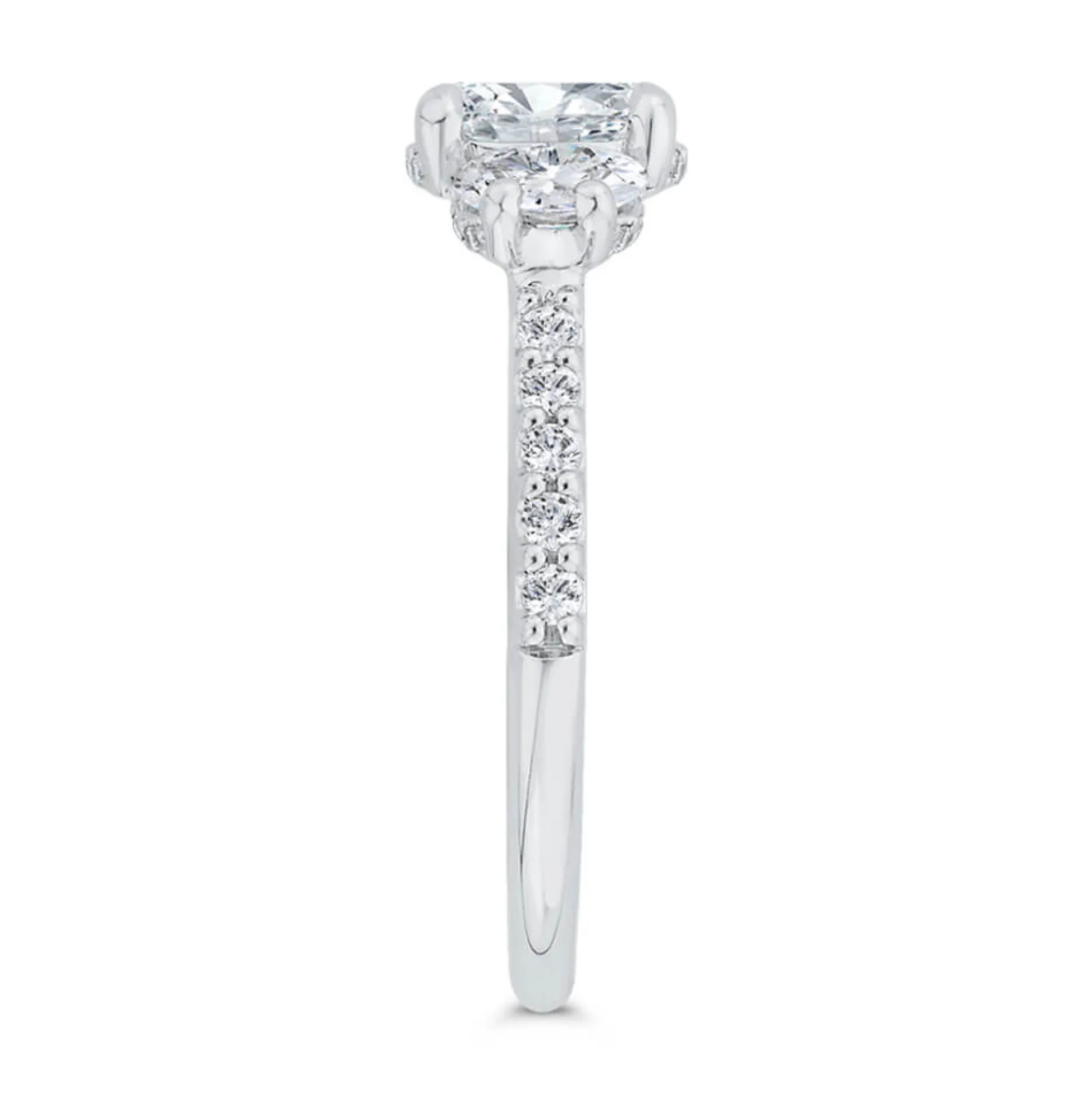 Bella Ponte 3-Stone Oval Diamond Engagement Ring, 14K White Gold
