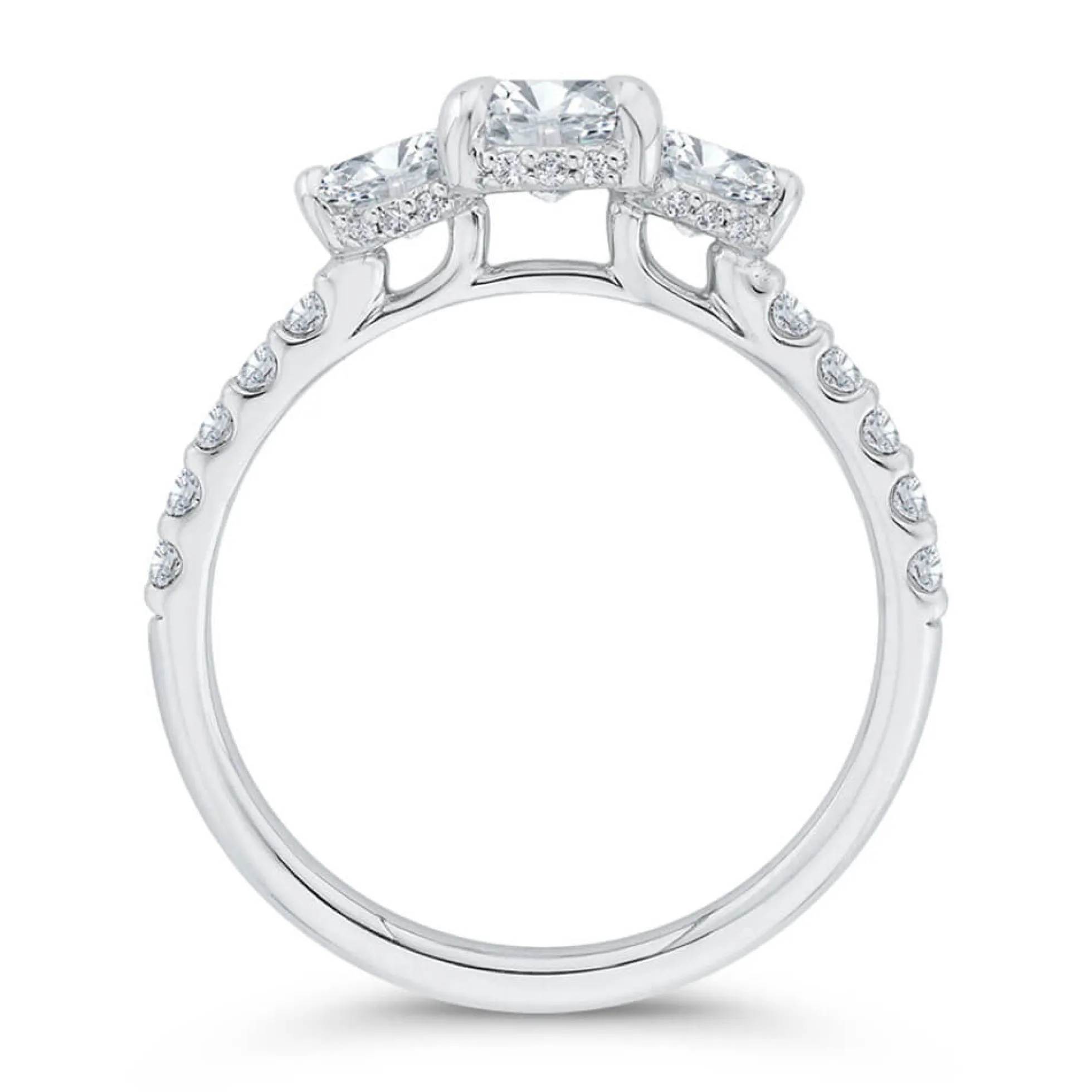 Bella Ponte 3-Stone Oval Diamond Engagement Ring, 14K White Gold