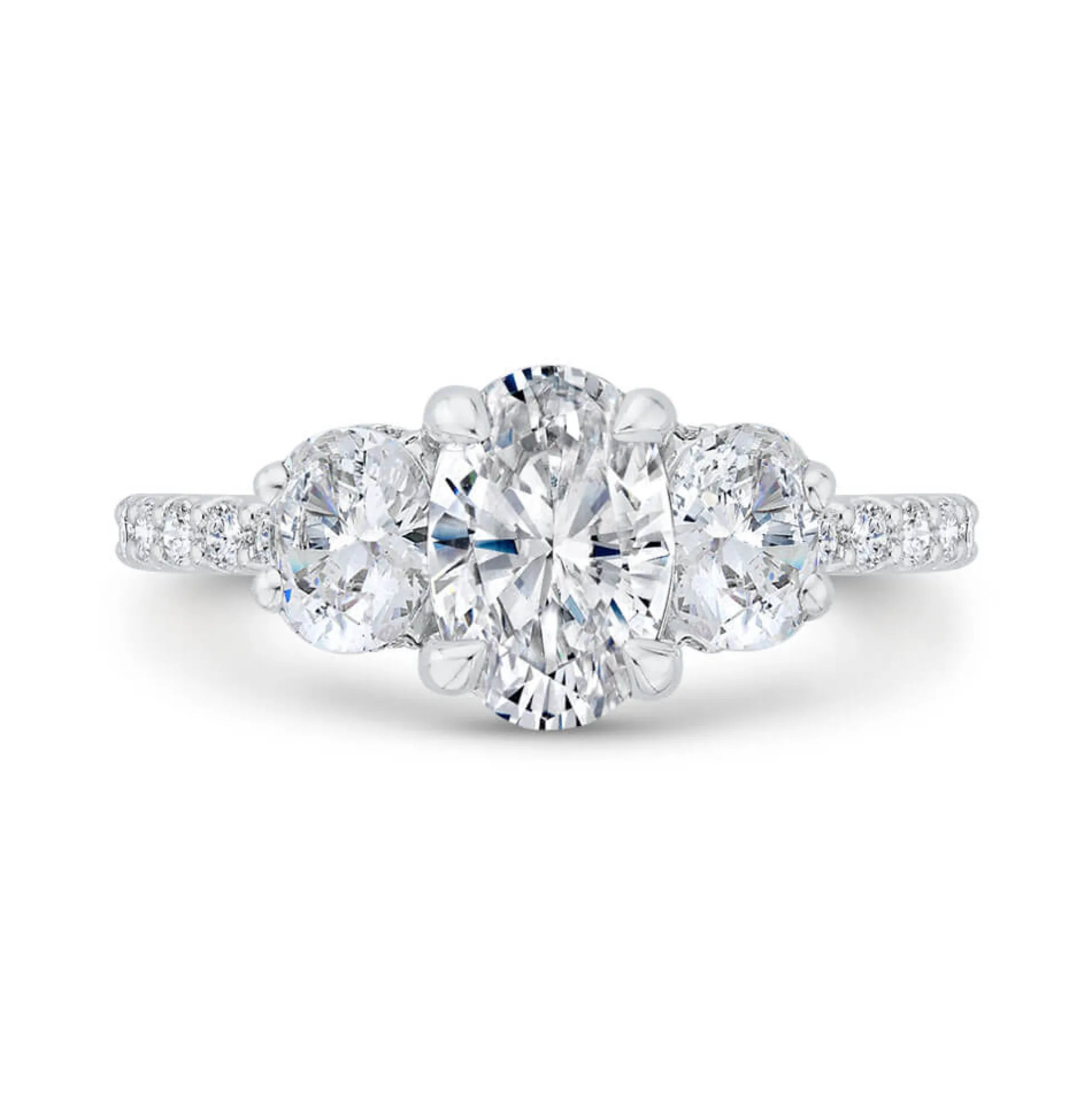 Bella Ponte 3-Stone Oval Diamond Engagement Ring, 14K White Gold