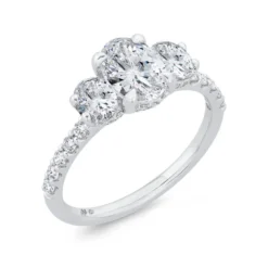 Bella Ponte 3-Stone Oval Diamond Engagement Ring, 14K White Gold
