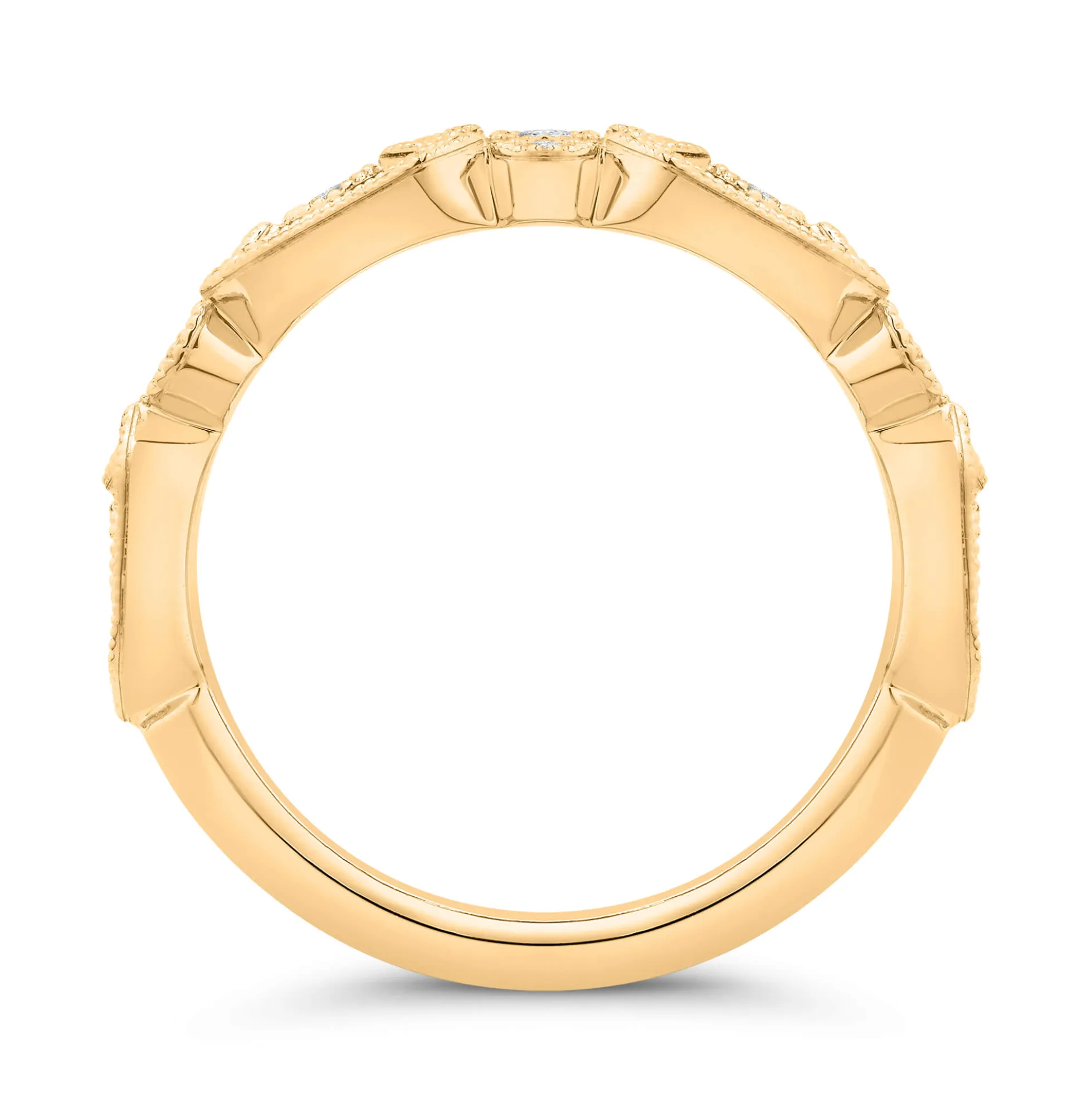 Bella Ponte Three-Row Milgrain Diamond Ring, 1 Carat Total Weight, 14K Yellow Gold Size 7
