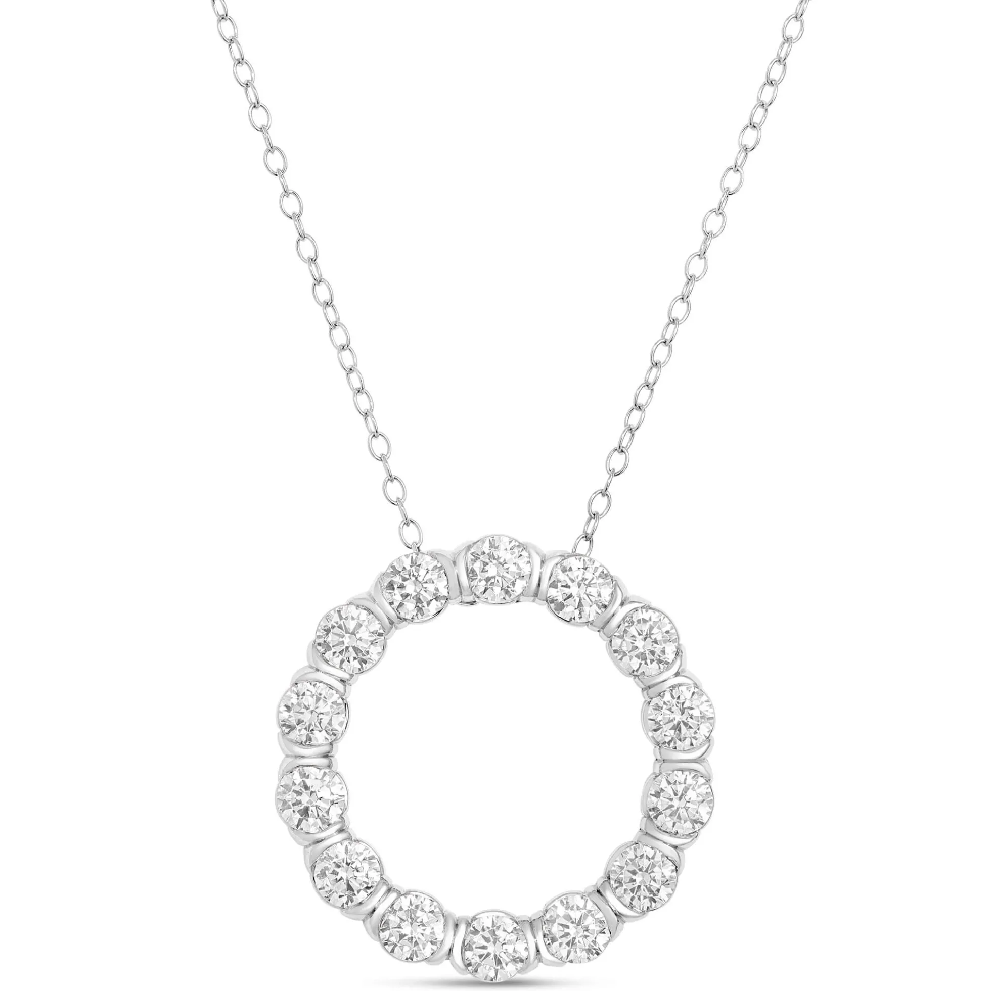 Ben Bridge Signature Circle Pendant Diamond and Platinum Necklace