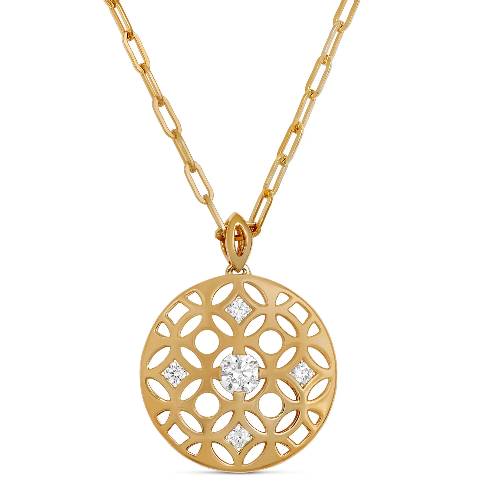Ben Bridge Signature Diamond Pendant Necklace on Paperclip Chain, 18K Yellow Gold