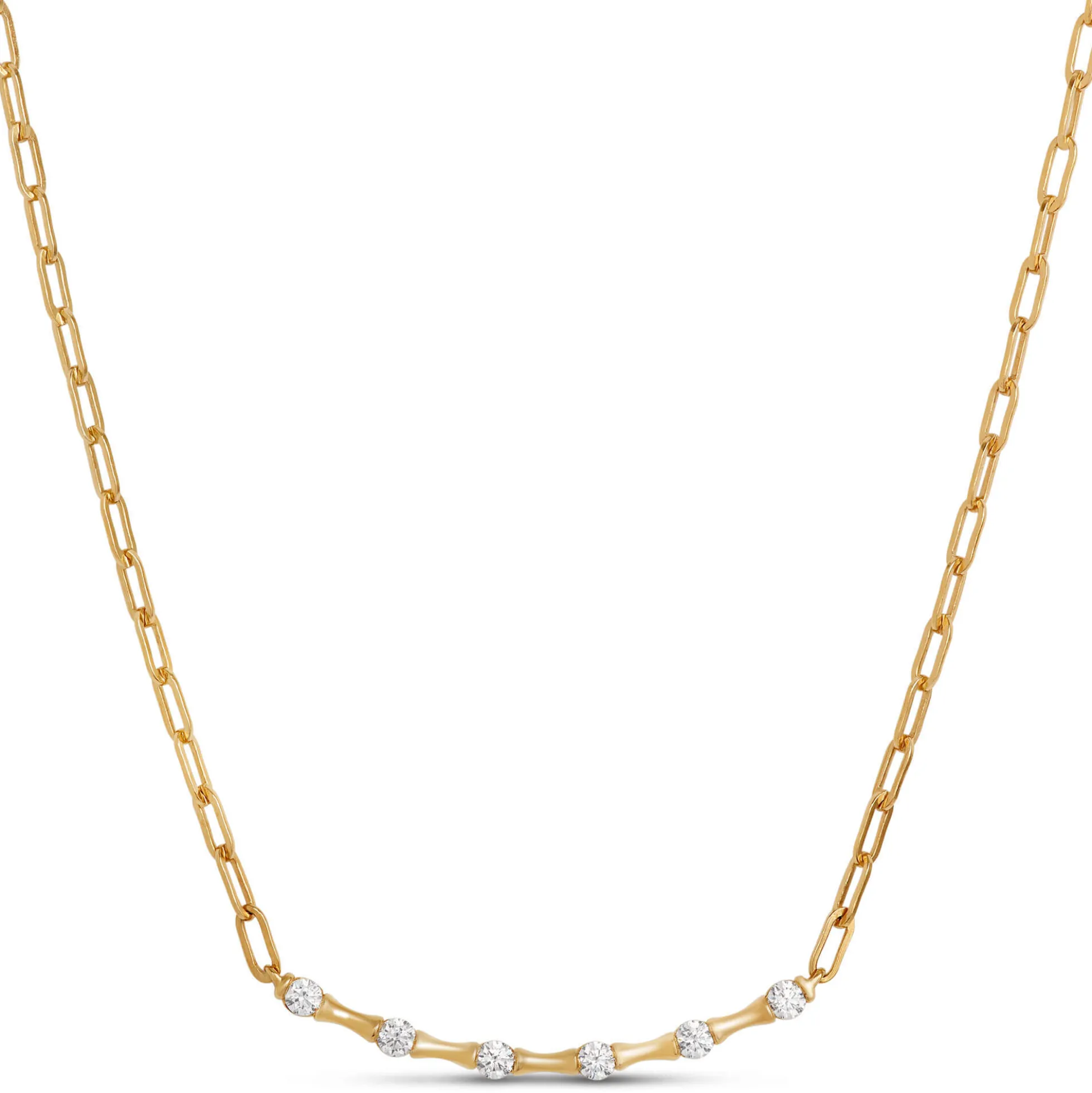 Ben Bridge Signature Round Cut Diamond Paperclip Necklace, 18K Yellow Gold