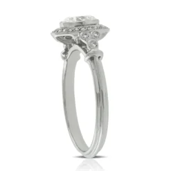 Bezel Halo Diamond Engagement Ring 14K