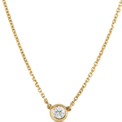Bezel Set Diamond Pendant Necklace, 14K Yellow Gold