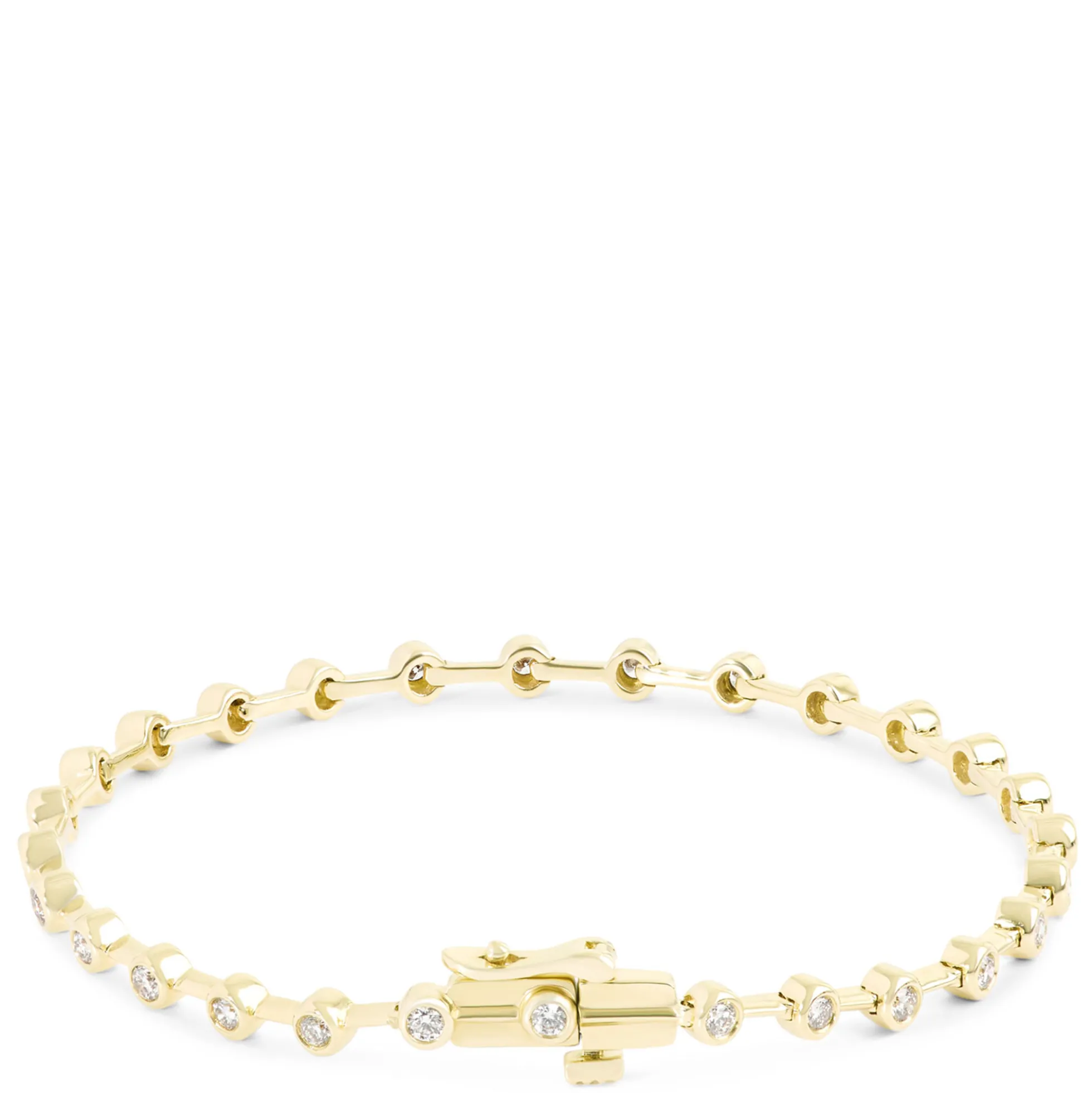 Bezel Set Diamond Tennis Bracelet, 7-inches, 14K Yellow Gold