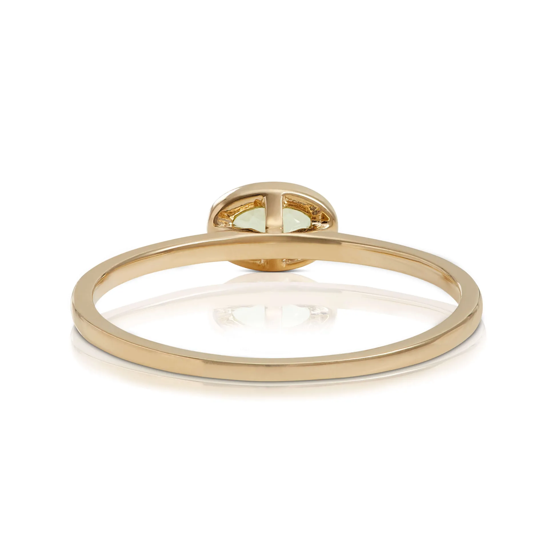 Bezel Set Oval Peridot Ring 14K