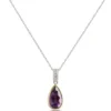 Bezel Set Pear Shaped Amethyst Pendant, 14K White and Yellow Gold